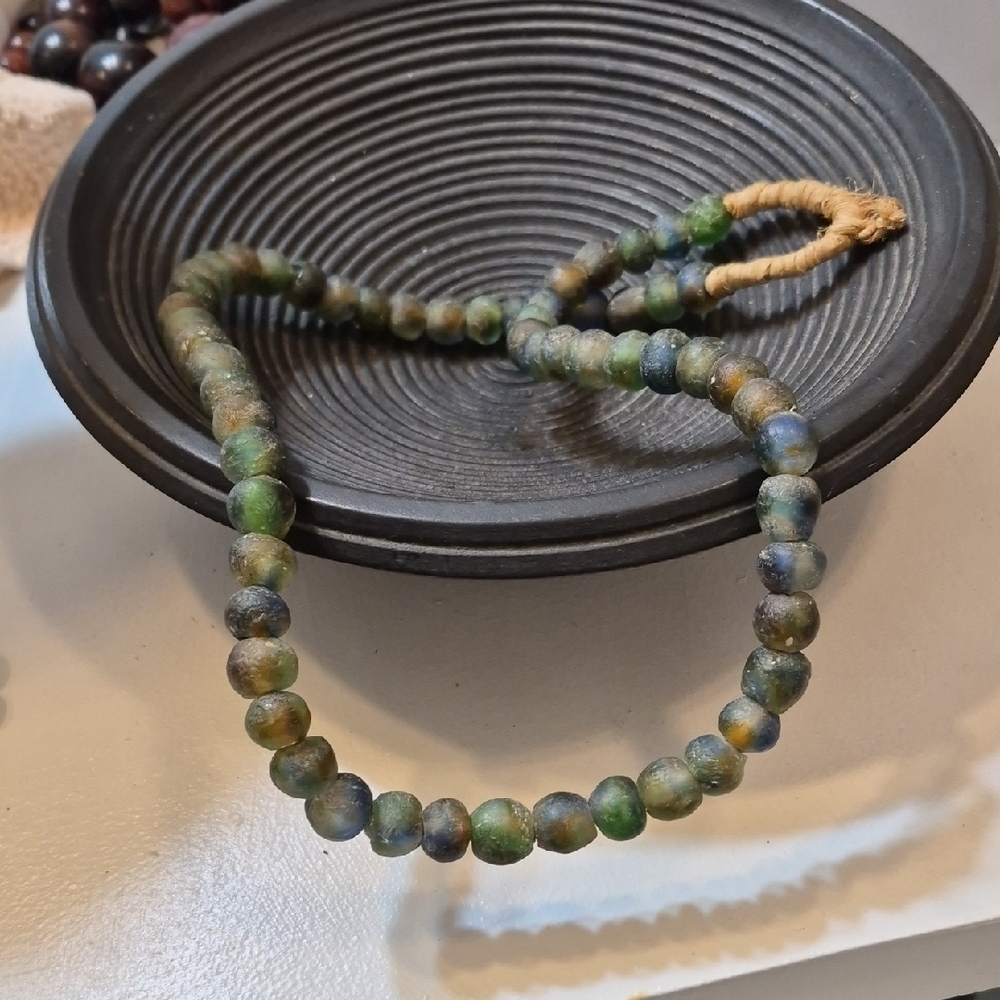 Krobo Green glass Strung beads Ghana